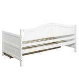 ZUN Twin Wooden Daybed with 2 drawers, Sofa Bed for Bedroom Living Room,No Box Spring Needed,White WF192860AAK