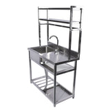 39.4in Stainless Steel Utility Sink Set, Single Bowl Commercial Sink w/ Shelves Single Bowl Sink for 91301593