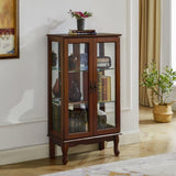 Curio Cabinet Lighted Curio Diapaly Cabinet with Adjustable Shelves and Mirrored Back Panel, W169392180