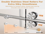 68-72" W * 76" H Stainless Steel Round Tube Frameless Single Sliding Shower Door, 3/8"-thick W1552P310017
