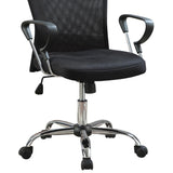 ZUN Black and Chrome Height Adjustable Office Chair with Casters B062P153801