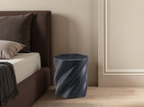 Petal Shape Side Table Black Fiberglass Sculptural Accent Table, 19.69" High, Root-Textured W2664P462012