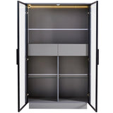 60.6'' Tall Display Cabinet with Tempered Glass Door, LED Lighting, Two Drawers, Modern Style N845P261799E