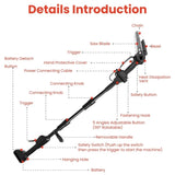 3-in-1 Cordless Electric Pole Saw & Mini Chainsaw & Grass Trimmer Kit with Adjustable Length 2Pcs 17963644