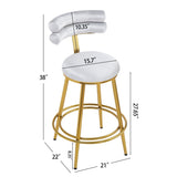 27.65'' Modern Counter Stools Set of 2,Light gray velvet Counter Stools with iron Frame,Soft back N780P194940W