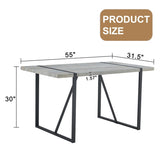 Industrial Rectangular MDF Light Grey Patterned Dining Table for 4-6 people with 1.5 inch thick MDF W1151P209828