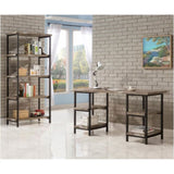 Salvaged Cabin and Black 4-Shelf Writing Desk B062P153661