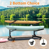 Freestanding Kayak Storage Rack Holds 2 Kayaks, Heavy-Duty Adjustable Stand with Lockable Wheels T2398P305829