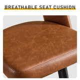 2 Pcs Brown PU Swivel Bar Stools with Open Backrest & Metal Legs 84895321