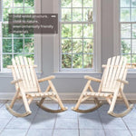 ZUN 65*95*96cm Outdoor Courtyard Fir Wood Rocking Chair Log Color 69162185