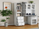 70.87" H Tall Bathroom Storage with 1 glass Door and 3 Drawer, Narrow Storage Unit, Floor W331P298186