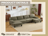 U-Shaped Convertible Sectional Sofa with 2 Chaise Lounges, 4-Seater Modular Couch with Removable & 04004595