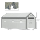 ZUN 20' x10' x 9' Walk-in Greenhouse with Roll Up Door With 6 Closeable Windows 97780791