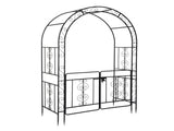 134.5*58.5*213cm Arc Roof Double Layer With Door Wrought Iron Iron Arch Courtyard Black 03609529