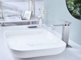 Waterfall Spout Bathroom Sink Single Handle Faucet with Pop-Up Drain 18574932