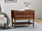 Brown P2 Particleboard with 3D Paper Solid Wood Legs 61*45*68CM 2-Drawer with Lower Divider 37845828