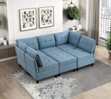 Living Room Furniture One-Arm Chair Blue Tufted Solid Wood Modern Comfort 1pc Modular Piece Chair B011P309912