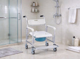 4-in-1 Bedside Commode Chair with Wheels, 350 lbs Capacity Portable Toilet & Raised Toilet Seat, 5L 74279325