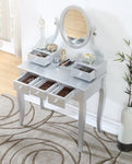 ZUN Ashley Wood Make-Up Vanity Table and Stool Set, Silver T2574P265587