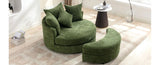 Orisfur. 360&deg Swivel Accent Barrel with Storage Ottoman & 4 Pillows, Modern Chenille Leisure WF323718AAF