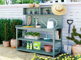 TOPMAX 65" Large Wooden Farmhouse Rustic Outdoor Bench Table, Patio Workstation, Garden WF285323AAF