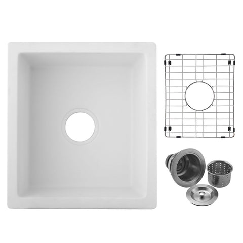 ZUN Quartz 18" L X 16" W Undermount Bar Sink With Grid And Strainer W1225P210522