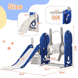 ZUN Toddler Slide and Swing Set 5 in 1, Kids Playground Climber Slide Playset with Basketball Hoop PP297714AAC