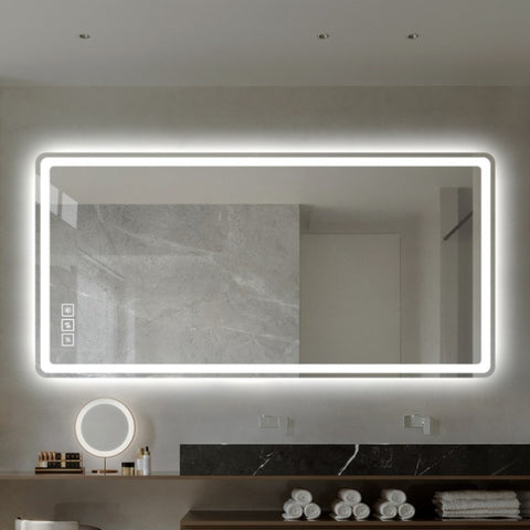 ZUN 40*24 Inch LED Bathroom Mirror Vanity Mirrors with Front Lights Wall Mounted Anti-Fog Frameless Make W2709P179003