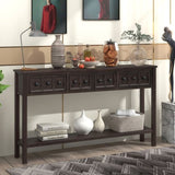 ZUN Rustic Entryway Console Table, 60" Long Sofa Table with two Different Size Drawers and Bottom Shelf 48408423