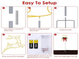 Christmas Lighted Reindeer Decorations, 9.84FT 30 LED Battery Operated Stake Lights, Metal 84586113