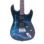 ZUN Lightning Style Electric Guitar with Power Cord/Strap/Bag/Plectrums Black & Dark Blue 86515005