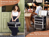 2-in-1 cosmetic case with LED three-color changing light, dual USB ports, dual-wire, slide-out front 02763179