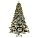 ZUN 6ft Flocking Tied Light Christmas Tree 83423440