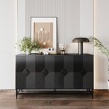 Accent Black Lacquered 4 Door Wooden Cabinet Sideboard Buffet Server Cabinet Storage Cabinet, for W1435133315