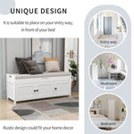 ZUN Storage Bench with 3 Shutter-shaped Doors, Shoe Bench with Removable Cushion and Hidden Storage 70290505