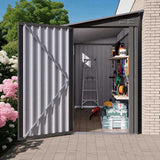4 x 9 FT Outdoor Storage Shed, Metal Garden Shed Tool House with Sloping Roof,2 vents and 1 Side W3213P317946