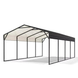 Galvanized Steel Carport, Outdoor Carport Full-Size Metal Carport Kit, 12' X 20' , Charcoal 98666423