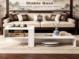 2-Tier Modern Geometric Coffee Table Engineered Wood Low Center Table with Storage Shelf, Waterproof 79340372