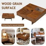 U-Can 33''Mid Century Modern Coffee Table,Unique Square Wooden Coffee Table with 3 Drawers, Tempered N724P270432D