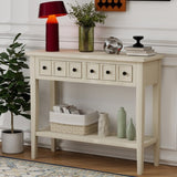 TREXM Rustic Console Table with Open Shelf, Rubber Wood Legs, Ideal for Entryways, Living Rooms, and N715P205077E