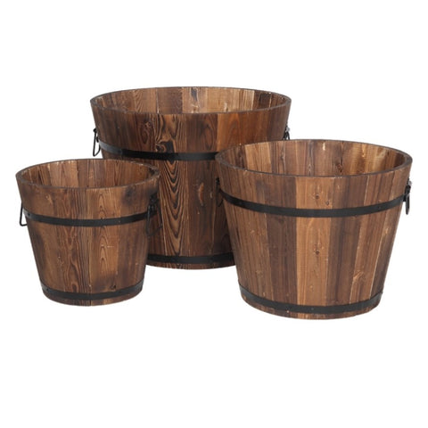 ZUN Outdoor Reinforced And Anticorrosive Wooden Pot Set Of Three 35284296