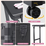 Portable Nail Art Table w/ LED Mirror, Bluetooth, Lockable Drawers, Telescopic Pole - Folding 20553165