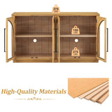 4-Door Large Storage Sideboard Buffet Cabinet with Glass Doors, Arched Cabinet with Adjustable 40712031