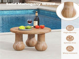 24" Round Mahogany Accent Table - Solid Wood, 110lbs Capacity, Indoor/Outdoor Use, Natural 66216560