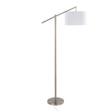 Casper 69" Contemporary Metal Floor Lamp in Brushed Nickel with Off-White Linen Shade from Grandview B202P223998
