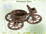 Carbonized Fir Wood 3-Wheel Planter Cart, Drainage Hole Storage Box Vintage Farmhouse Planter 86593785