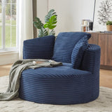 Compressible Corduroy Round Chair with Cushioned Backrest - Modern Comfort Seating for Living W2339P323617