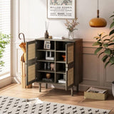 4-Doors Rattan Mesh Storage Cabinet, Sideboard with Eight Storage Spaces, for Entryway, Living Room, W757P198557