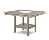 ZUN 1pc Contemporary Transitional Counter Height Dining Table w 20-Inch Faux Marble Lazy Susan All Tan / B011P240451