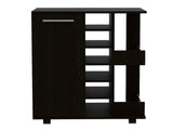 Bartlet 2-Shelf 6-Bottle Bar Cart with Division Black Wengue B06280452